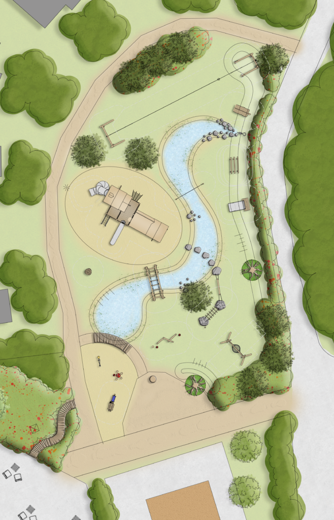 2D ontwerp speellandschap Restaurant Charlie 