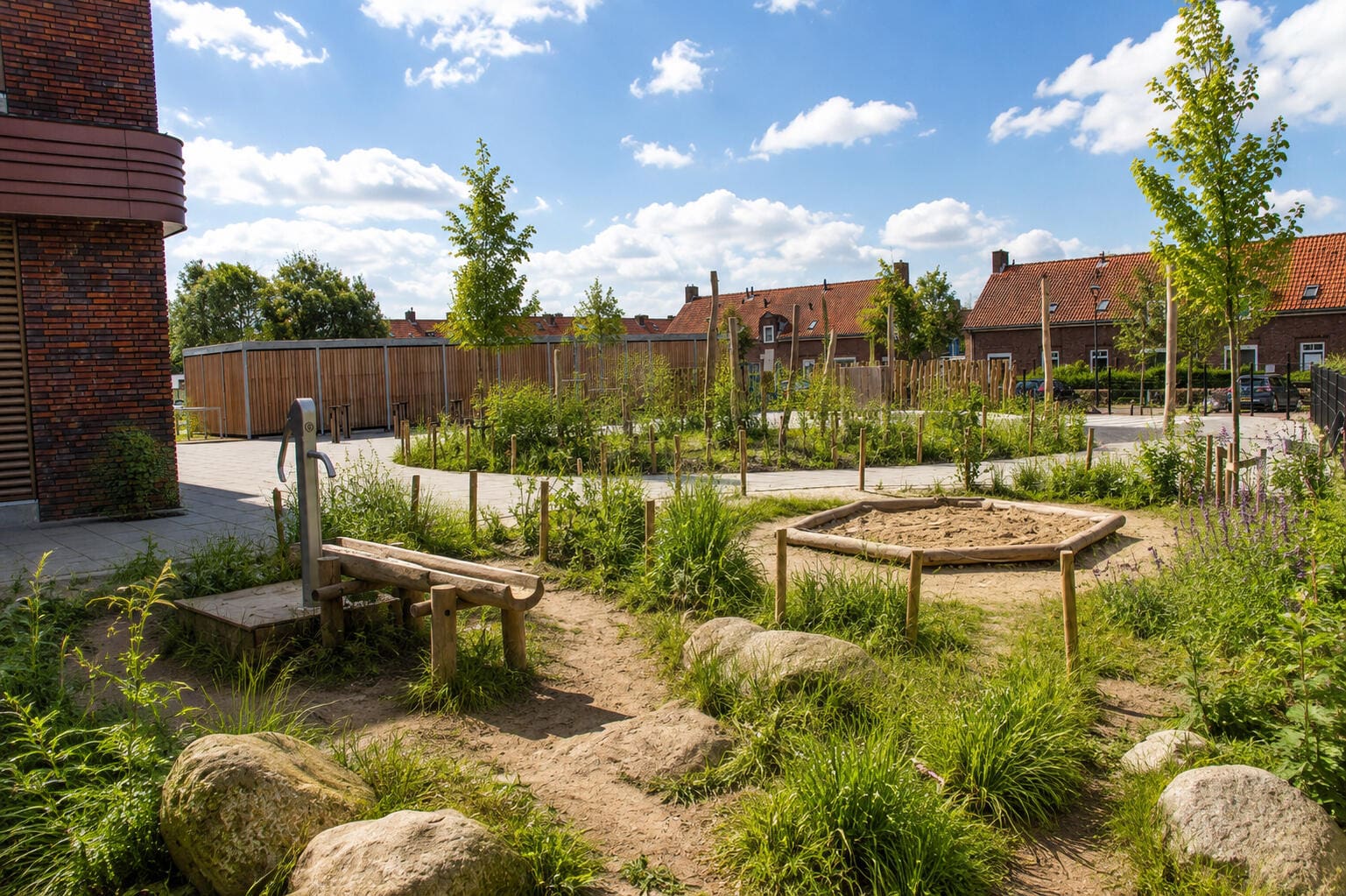 Een groenblauw schoolplein inrichten